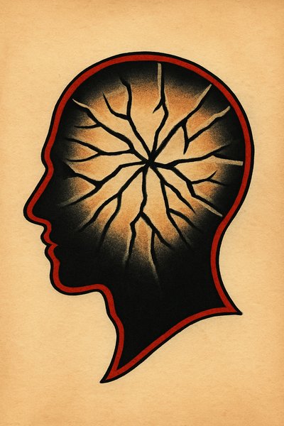 Silhouette with a Mirror Head Tattoo Design