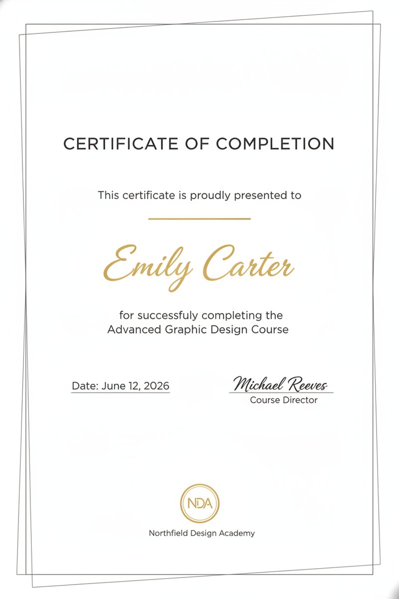 Elegant certificate of completion design