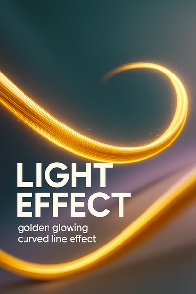 Stunning Gold Glowing Curved Light Effect Illustration