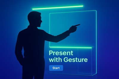 Human Figure in Neon Light Making Pointing Gesture