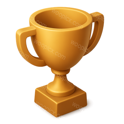 Golden 3D Trophy Icon for Achievements