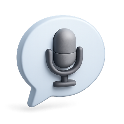 3D Microphone Icon in Speech Bubble Design