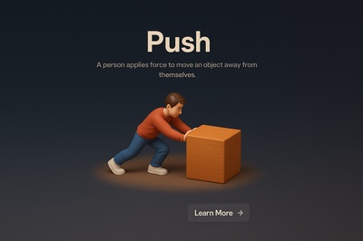 3D Scene Depicting Push Action from a High Perspective