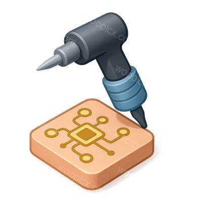 3D Icon of an Electronic Tattoo Device with Circuit Design