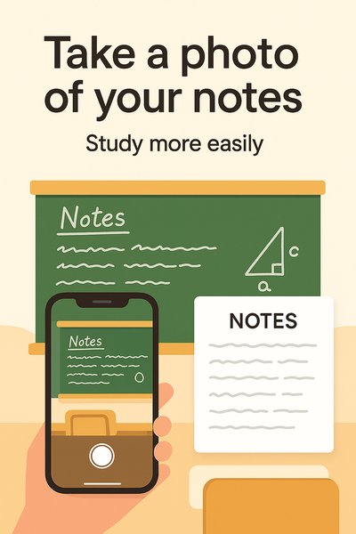 Educational App Promotional Graphic Featuring Note-Taking