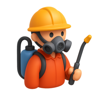 3D Exterminator Icon with Equipment in Isometric View
