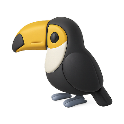 Stylized Cartoon Toucan Figure with Vibrant Colors