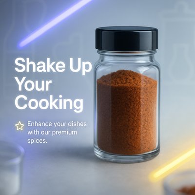 Modern Spice Jar with Promotional Text