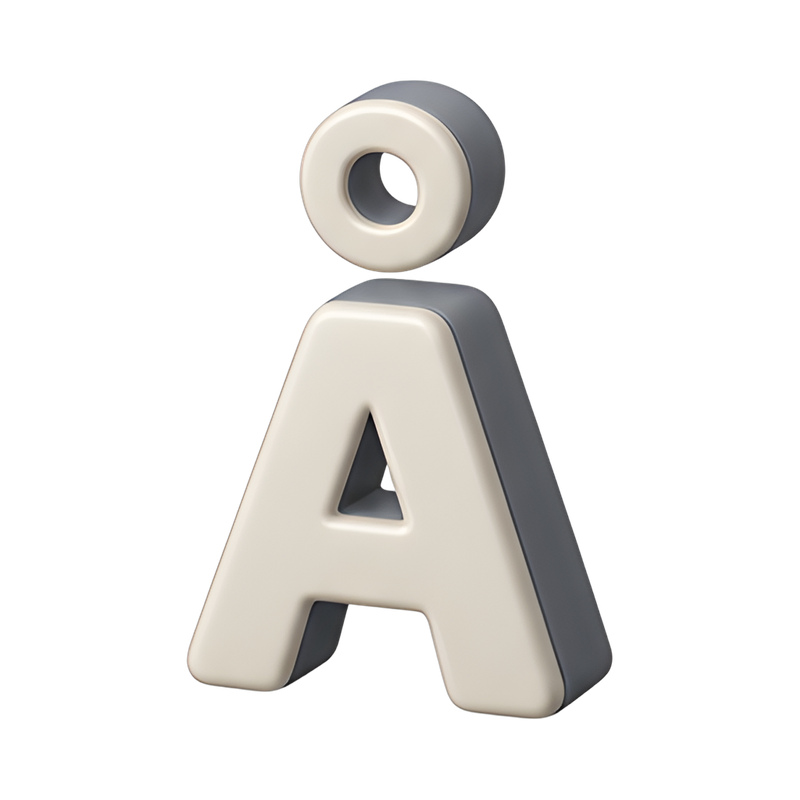 Stylized letter A with accent