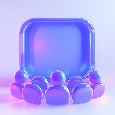3D Render of Abstract Audience with Display Screen