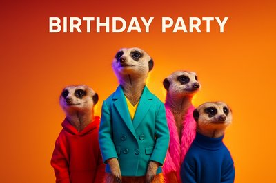 Vibrant Meerkats Celebrating a Birthday Party