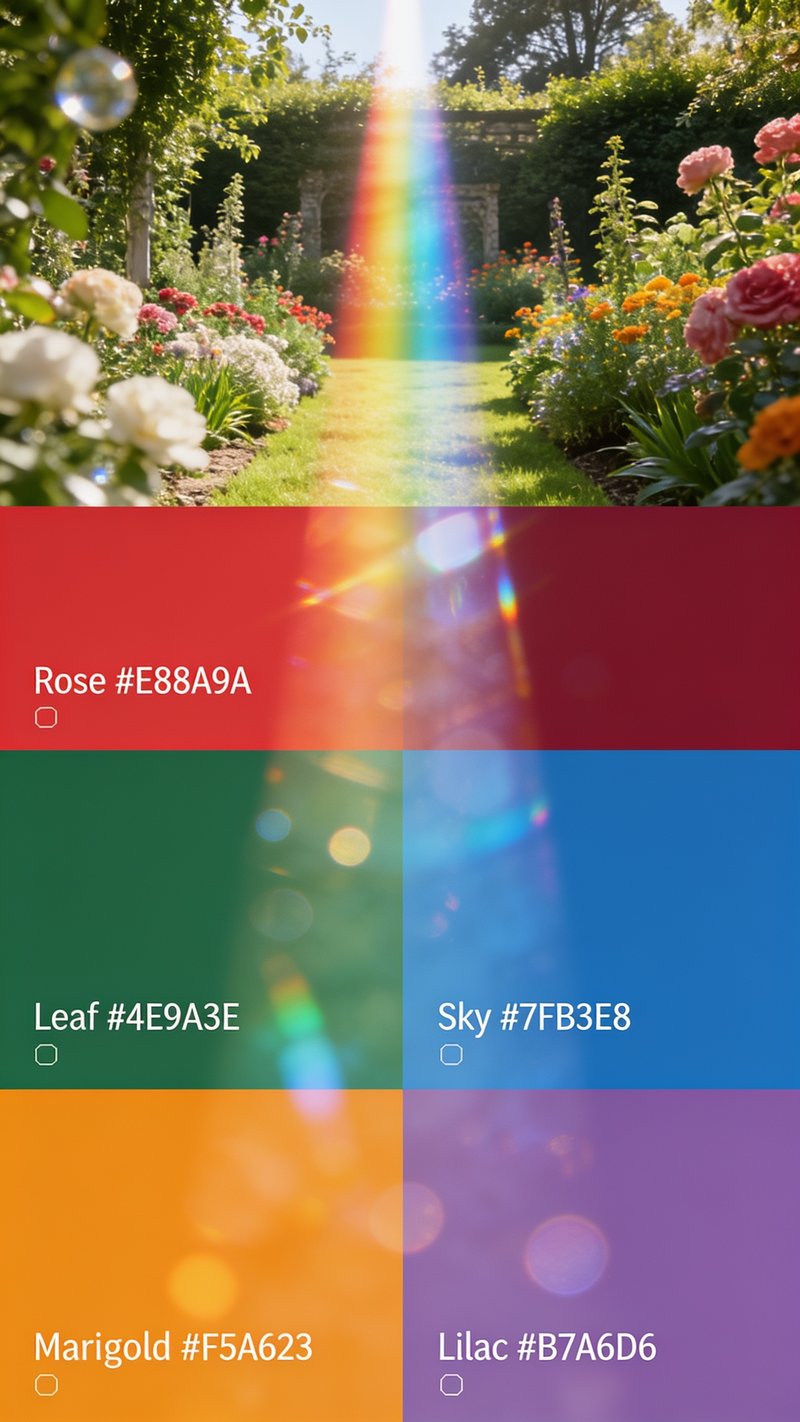 vibrant garden with prism effects
