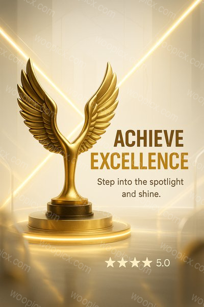 Award Trophy Design Featuring Wings and Golden Finish