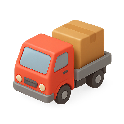 3D Render of a Delivery Truck with Cargo