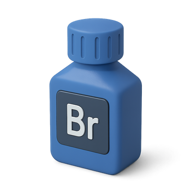3D Bromide Icon with Isometric View and Transparent Background