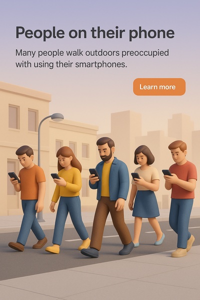 People Walking Outdoors Focused on Smartphones