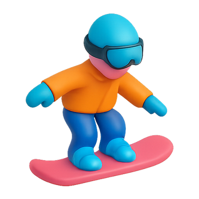 3D Cartoon Snowboarder Character Model