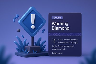 3D Warning Diamond Web Design Illustration