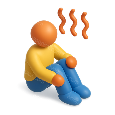 3D Icon of Person Sitting with Heat Waves Effect