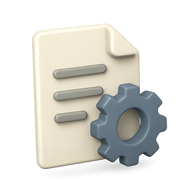 3D Gear Document Icon with Isometric Design