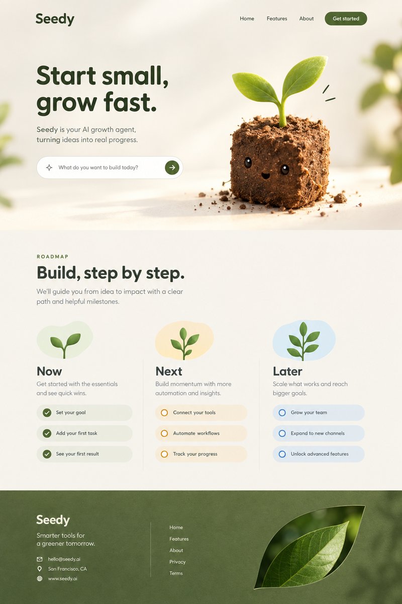 AI agent landing page design