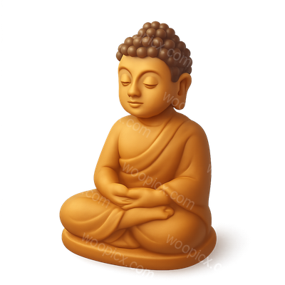Stylized 3D Buddha Icon with Isometric View