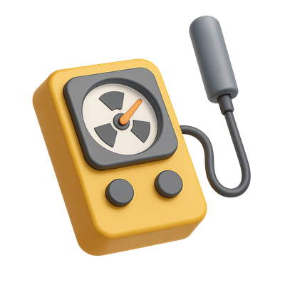 Stylized 3D Geiger Counter Icon with Isometric Design