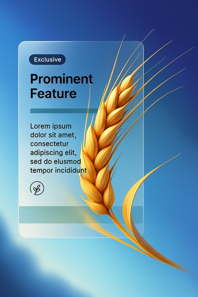 3D Illustration of Wheat Ear with Design Features