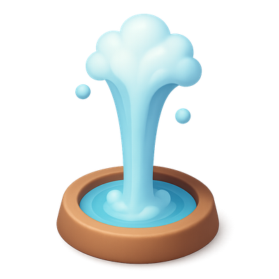 Stylized 3D Geyser Icon in Isometric View