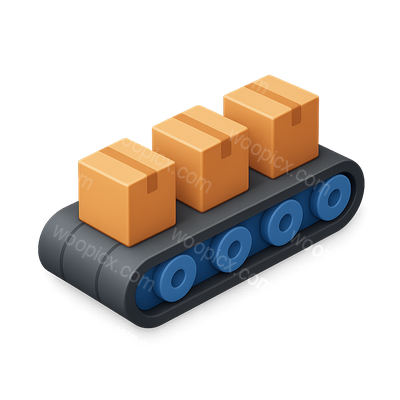 3D Isometric Conveyor Belt with Boxes Icon