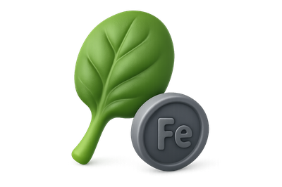 3D Spinach Icon Representing Iron Rich Nutrient