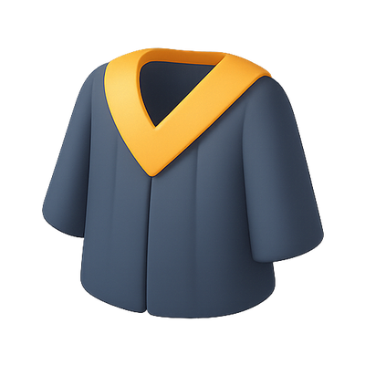 3D Graduation Gown with Yellow Collar