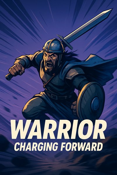 Dynamic Warrior Charging Forward in Action