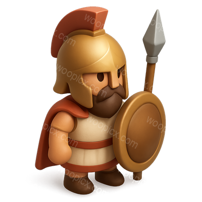 3D Icon of a Greek Hoplite Warrior in Isometric View