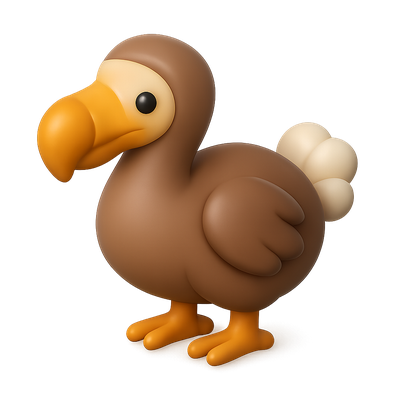 Stylized 3D Dodo Icon with Isometric Perspective