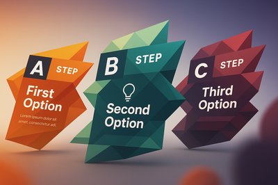 Three-Step Process Infographic with Colorful Geometric Design