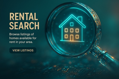 High-Tech Home Search with Magnifying Glass and Neon Accents