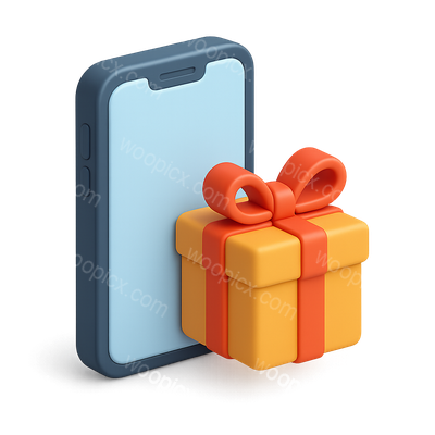 3D Smartphone with Gift Box Icon in Isometric View