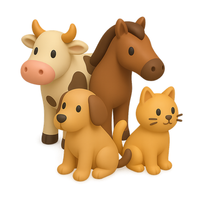 3D Icon of Domestic Animals in Isometric View