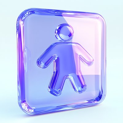 Stylized Glass Icon Representing a Male Figure