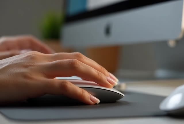 Close-Up of Hands Using Computer Mouse in Stock Footage