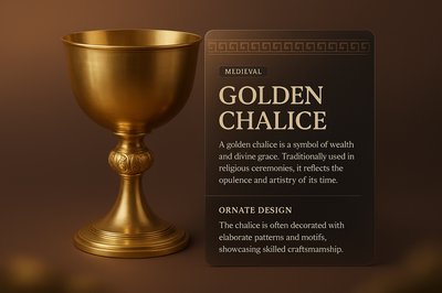 Elegant Golden Chalice with Intricate Design and Contextual Label