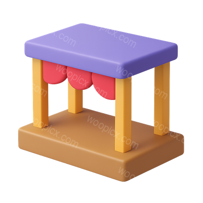 Colorful Isometric 3D Icon of a Table with Rounded Edges