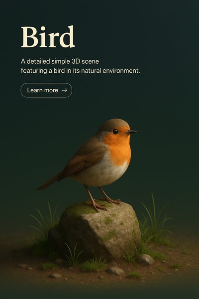 Realistic 3D Scene of a Bird in Nature