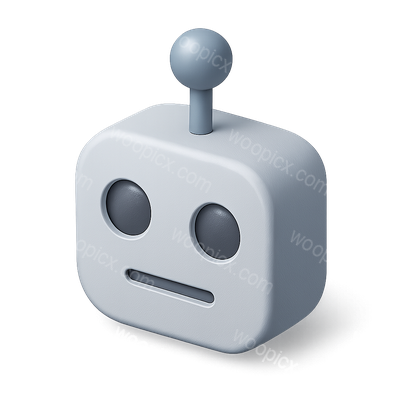 Stylish 3D Robot Icon with Antenna in Isometric View