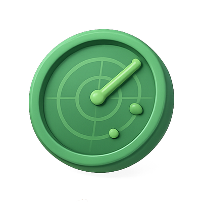 Stylized Green Radar Icon with Minimalist Design