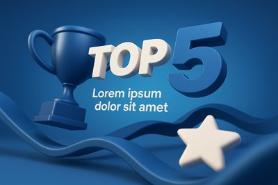 3D Trophy and Star Design for Top 5 Rankings