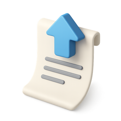 3D Document with Upward Arrow Icon Design