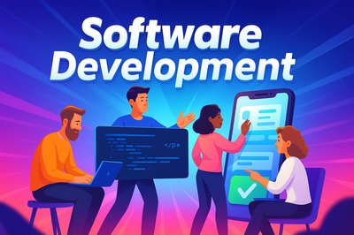 Dynamic Software Development Team Collaborating on Projects