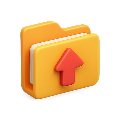 Stylized File Folder Icon with Upload Symbol